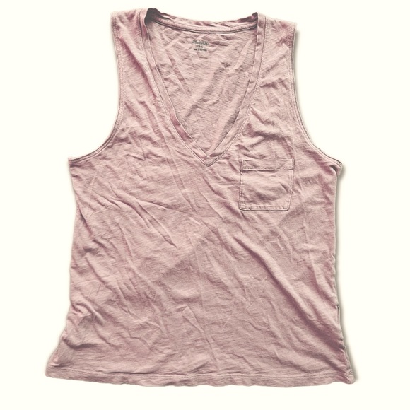 Madewell Whisper Cotton V-Neck Pocket Tank | Size S - Picture 3 of 6